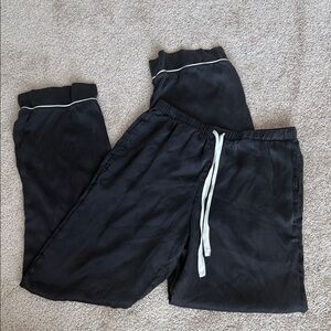 Bed Head Pajamas 100% Silk Black White Drawstring Pants